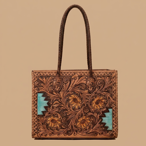 <b>Vintage</b> Brown Leather Bohemian Summer Shoulder Bag Embroidery Zipper Tote <b>Handbag</b> for Daily Travel Shopping Eco-friendly - Product Image 1