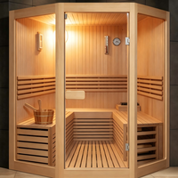 Cabine de sauna carrée en bois de pruche massif avec verre trempé de 8 mm, spacieuse pour 4 personnes, idéale pour la maison ou la salle de sport