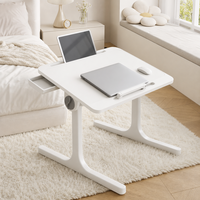 Table de lit inclinable portable pour ordinateur portable, bureau portable blanc nacré avec support et butée pour dortoir et petites pièces