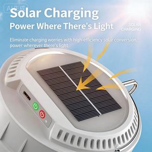 Lampe de tente solaire à LED avec guirlandes lumineuses colorées intégrées, lanterne de camping rechargeable RGB - Product Image 4