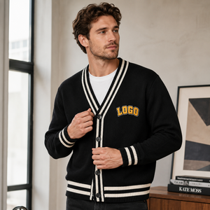 <span class=keywords><strong>Cardigan</strong></span> en jacquard pour <span class=keywords><strong>homme</strong></span> avec logo personnalisé, tricot rayé, boutonné, en <span class=keywords><strong>laine</strong></span>, <span class=keywords><strong>cardigan</strong></span> pour <span class=keywords><strong>homme</strong></span>, pulls pour <span class=keywords><strong>homme</strong></span> - Product Image 2