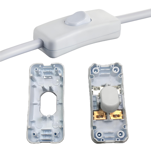 BELEKS 250V 2A Inline Switch Unipolar Bipolar with Copper Contacts IP30 Cordline Rocker Switch for Table Lamp Terminal Blocks
