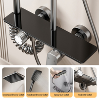 Ensemble de douche mural Tieba en acier inoxydable, design moderne, barre coulissante, robinet thermostatique en céramique, affichage numérique, gris canon