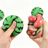 Balles anti-stress en TPR souple de 6 cm en forme de pastèque, jouets sensoriels anti-anxiété à presser pour enfants et adultes, solides, sans liquide ni gel