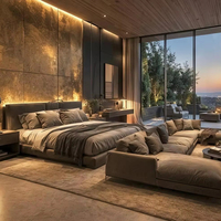 Ensemble de chambre à coucher de luxe moderne Foshan, mobilier de villa, lit design Queen Size, cadre de lit King Size, ensemble de table à manger de luxe pour villa