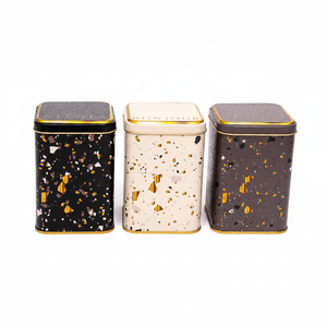 Square Metal <b>Canister</b> <b>Set</b> – 87x87x125 mm (<b>Set</b> of 3) Terrazo Terrazo Design - Product Image 2