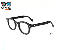 Monture de lunettes optiques unisexe à monture complète ronde en TR90, style rétro avec rivets, pour verres de prescription classiques