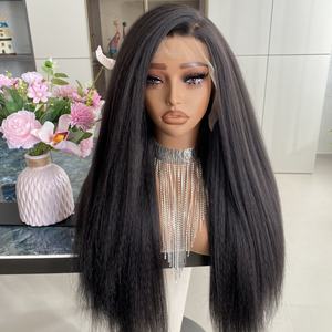 Customized Professional Soft Synthetic Lace Front <b>Wigs</b> 22Inch Transparent Lace 13x4 Kinky Straight Long - Product Image 3