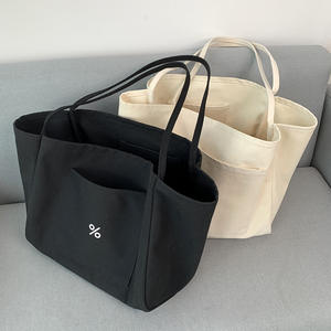 Grosir kesederhanaan sehari-hari Logo cetak kustom tas <span class=keywords><strong>Tote</strong></span> kanvas tebal tas belanja belanja belanja belanja yang dapat digunakan kembali dengan saku - Product Image 6