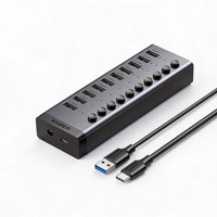 UGREEN CM482 10-poorts USB 3.0 Hub DC 12V 4A Snellaadadapter USB-splitter uitbreidingsdock voor laptop en desktop pc