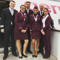 Veste, chemise et jupe de couleur bleu ciel ou bordeaux pour hôtesse de l'air, uniforme de stewardess de la compagnie aérienne Eurowings, vente en gros