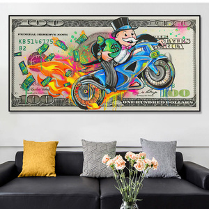 Decoración abstracta de hogar para hombre, pintura en lienzo con pintura de <span class=keywords><strong>graffiti</strong></span> pop, arte de pared, dinero, 100 dólares coloridos, <span class=keywords><strong>Monopoly</strong></span> - Product Image 2