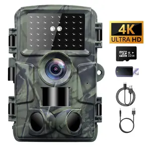 4K 48MP游戏摄像机夜视，0.1s触发运动激活狩猎摄像机，IP66防水，46个无光红外发光二极管
