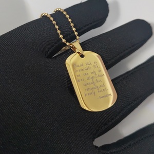 Gravierte Philosophie Wörter personal isierte Edelstahl quadratischen Charme 18 Karat Gold Schmuck Rechteck Anhänger Tags Halskette Frauen Männer - Product Image 6
