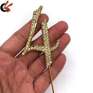 4 anni decorazione per torta per festa di 4 anni con cristalli d'oro strass Cake Topper - Product Image 3