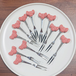 Cucchiaini e Forchette in Acciaio Inox con Fiocco Creativo, Lunghi Cucchiaini in Ceramica Ecologici per Dessert e Caffè, Produttori all'Ingrosso - Product Image 4