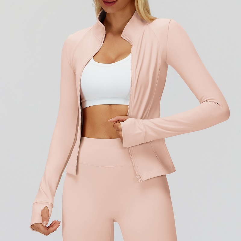 Premium Modest Women Full Zip Yoga Top Long Sleeve Slim Fit Gym Running Workout Shirt OEM Custom Wholesale
