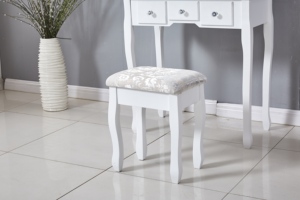 Mesa <span class=keywords><strong>de</strong></span> Maquillaje <span class=keywords><strong>de</strong></span> Madera 2 en 1 con Taburete, Cajón con Luz, <span class=keywords><strong>Espejo</strong></span> Iluminado y Característica Desmontable, Mueble Blanco para Dormitorio - Product Image 4
