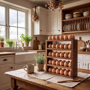 Wooden Three Tier Egg Storage Rack Solid Wood <b>Kitchen</b> Wall Mounted Egg Holder 3 Layers Simple Style For <b>Kitchen</b> Countertop - Product Image 2