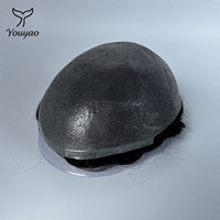 Prothèse capillaire pour hommes en stock, base en PU ultra-fine (0,04mm-0,06mm) avec nœuds, ligne de cheveux naturelle, cheveux indiens, système capillaire en gros