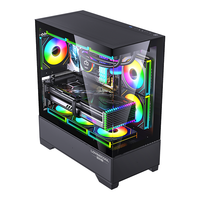 LOVINGCOOL Châssis ATX de bonne qualité Boîtier pour ordinateur de jeu PC en verre trempé noir Boîtier CPU complet Boîtier pour ordinateur