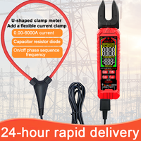 Multimètre à pince numérique DC 600V AC 200A Diode Température Arrêt automatique Affichage max 6000 Fréquence Rechargeable Lampe torche