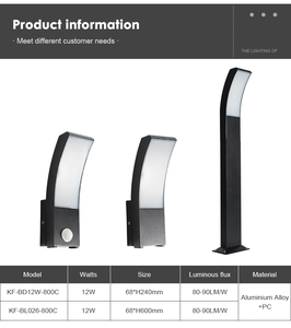Алюминиевый сплав черный датчик движения AC 85-265 В водонепроницаемый IP65 садовый наружный 12 Вт светодиодный газон - Product Image 5