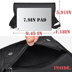 Bolso <span class=keywords><strong>Bandolera</strong></span> Mini Impermeable de Moda para <span class=keywords><strong>Hombre</strong></span>, de Cuero PU con Diseño de Rombo, Bolso Mensajero Pequeño con Correa - Product Image 5