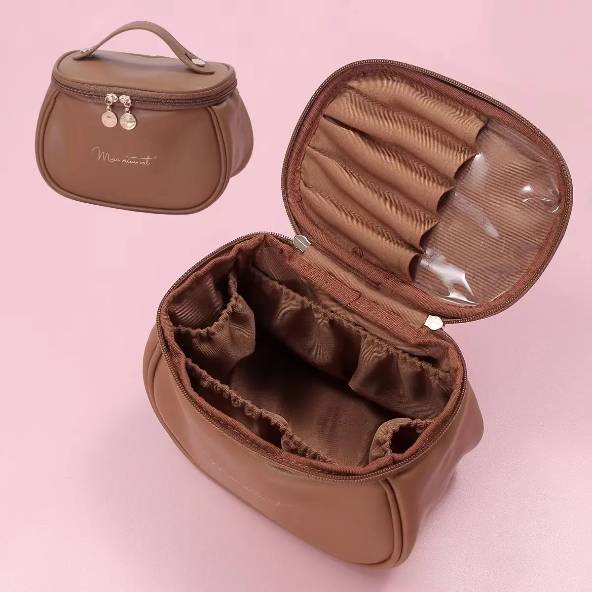 Borsa cosmetica con Logo personalizzato borsa cosmetica portatile in pelle sintetica impermeabile da viaggio borsa cosmetica multifunzionale