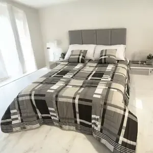 Ensemble de couette matelassée Competition King, motif à carreaux, taille King, style classique, pour toutes les saisons, literie pour la maison - Product Image 5