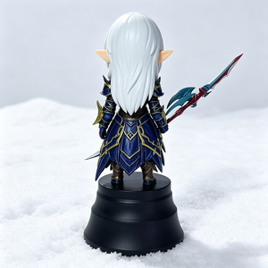 ฟิกเกอร์อนิเมะนักรบเอลฟ์น่ารักสไตล์จิบิ, รูปปั้นนักรบชุดเกราะแฟนตาซีพร้อมหอก, ของตกแต่งบ้านตั้งโต๊ะ ของสะสม ของขวัญ - Product Image 5