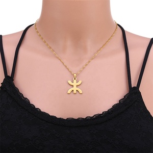 Collier berbère <span class=keywords><strong>kabyle</strong></span> MECYLIFE, bijoux de style berbère africain, collier en acier inoxydable plaqué or 18 carats, pendentif symbole des Berbères - Product Image 6