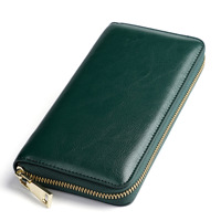 Dompet Wanita Kulit Sapi Tekstur Berlapis Minyak - Model Panjang, Kulit Asli, Dompet Kapasitas Besar