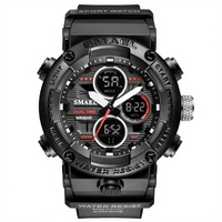 Jam Tangan Digital Sport Pria Smael 8038 Gerakan Quartz Analog-Digital Alarm Stopwatch Tahan Air 5BAR Layar LED Antik