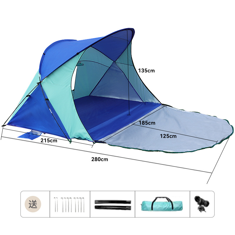 Blue and green splicing tent
