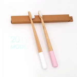 [BT28] Tendance compostable nouvelle brosse à dents ronde en bois de bambou naturel avec logo personnalisé