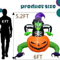 Jouet gonflable de dessin animé pour Halloween, directement de l'usine, pour la décoration intérieure et extérieure : Sorcière citrouille aux yeux verts avec lumières LED