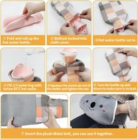 Bouillotte avec Housse, Ceinture Chaude Longue et Douce pour Cou, Épaules, Dos, Mains, Jambes et Soulagement des Douleurs Menstruelles