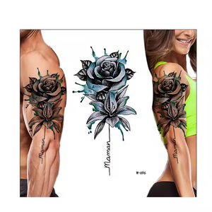 Tatuaggio con manica larga impermeabile adesivo per tatuaggio temporaneo rosa donna uomo ragazza pieno fiore Body Art <span class=keywords><strong>Tatoo</strong></span> - Product Image 1