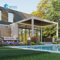 Pavillon bioclimatique intelligent motorisé Sweet Home en aluminium avec stores orientables, pare-soleil LED et capteur de vent pour jardin
