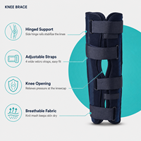 Attelle de genou post-opératoire à trois panneaux personnalisée avec supports en aluminium et sangle réglable, stabilisateur d'articulation pour la récupération des fractures