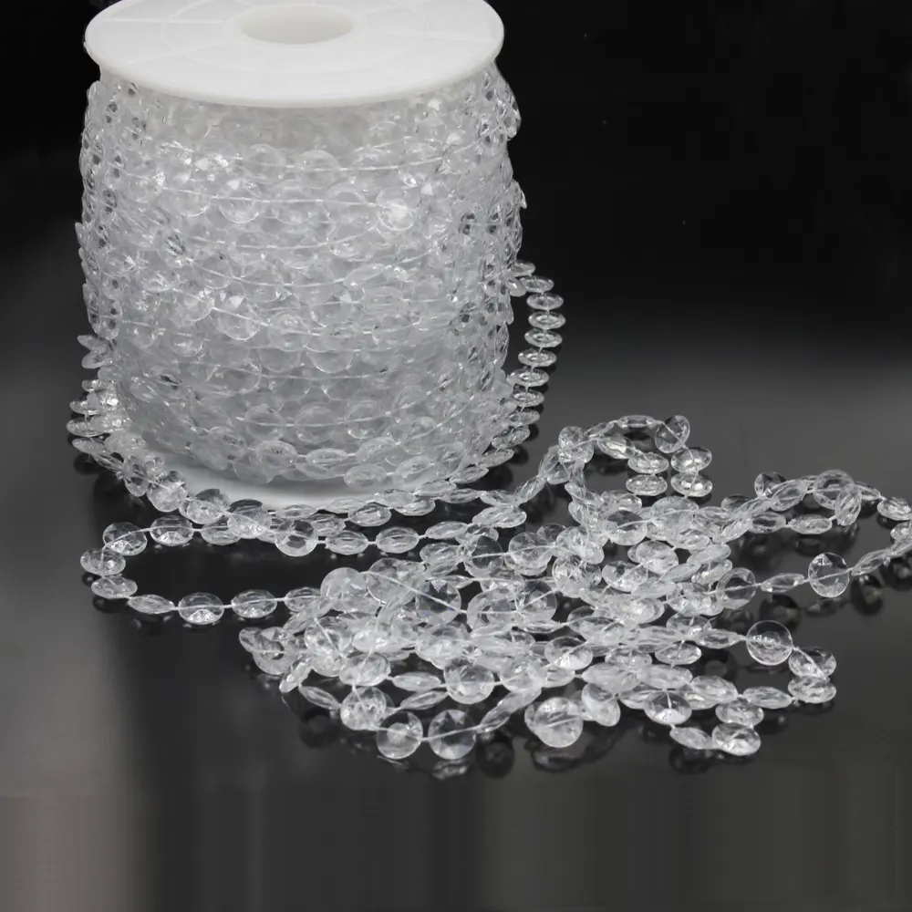 Günstige schillernde Acryl Diamant Kristall Perlen rolle Hochzeits dekoration DIY Party Dekoration Shining Bead Strings