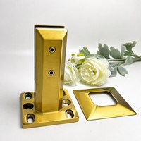 Support en verre doré brossé en acier inoxydable 304 à fente verticale avec anneau de couverture pour garde-corps en verre de maison de vente aux enchères, couvercle pyramidal