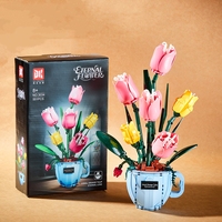 Ensembles de construction de fleurs tulipes 551 pièces, blocs de construction de fleurs, collection de tasses à café, kit de construction, jouets, cadeau pour Noël, anniversaire