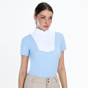 新しい服の女性の水色RTS乗馬競技ショーシャツメッシュ半袖トップス - Product Image 4