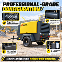 Compresseur d'air diesel portable à vis 400 CFM, classe 8 bars, pour outils pneumatiques, travaux routiers et flottes de location
