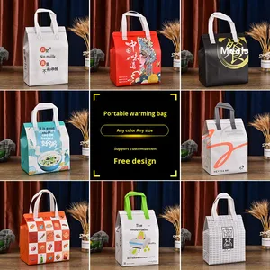 Sacs isothermes personnalisés en coton perlé non tissé, sacs d'emballage jetables pour la restauration rapide, le thé au lait, le traiteur, et les sacs fourre-tout pour le pain - Product Image 2
