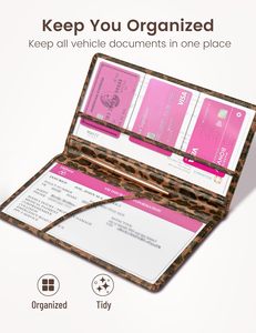 <span class=keywords><strong>Porte</strong></span>-documents de <span class=keywords><strong>voiture</strong></span> en cuir PU imprimé léopard personnalisé pour permis et assurance, organisateur de boîte à gants de véhicule, <span class=keywords><strong>porte</strong></span>-cartes pour <span class=keywords><strong>femme</strong></span> - Product Image 5