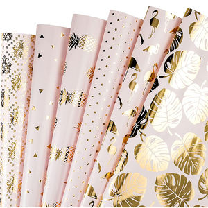 6 Rolls Gold Stamping Gift <b>Wrapping</b> <b>Paper</b> - Product Image 1