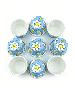 Cartine da Forno Impermeabili Blu con Bordo Arrotolato a Forma <span class=keywords><strong>di</strong></span> <span class=keywords><strong>Margherita</strong></span>, Resistenti al Calore, Compatibili con lo Zucchero, per Cupcake - Product Image 1